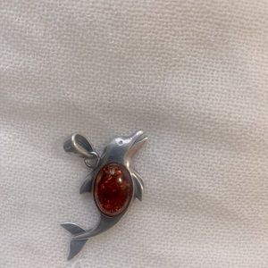 Genuine Amber and Silver Pendant